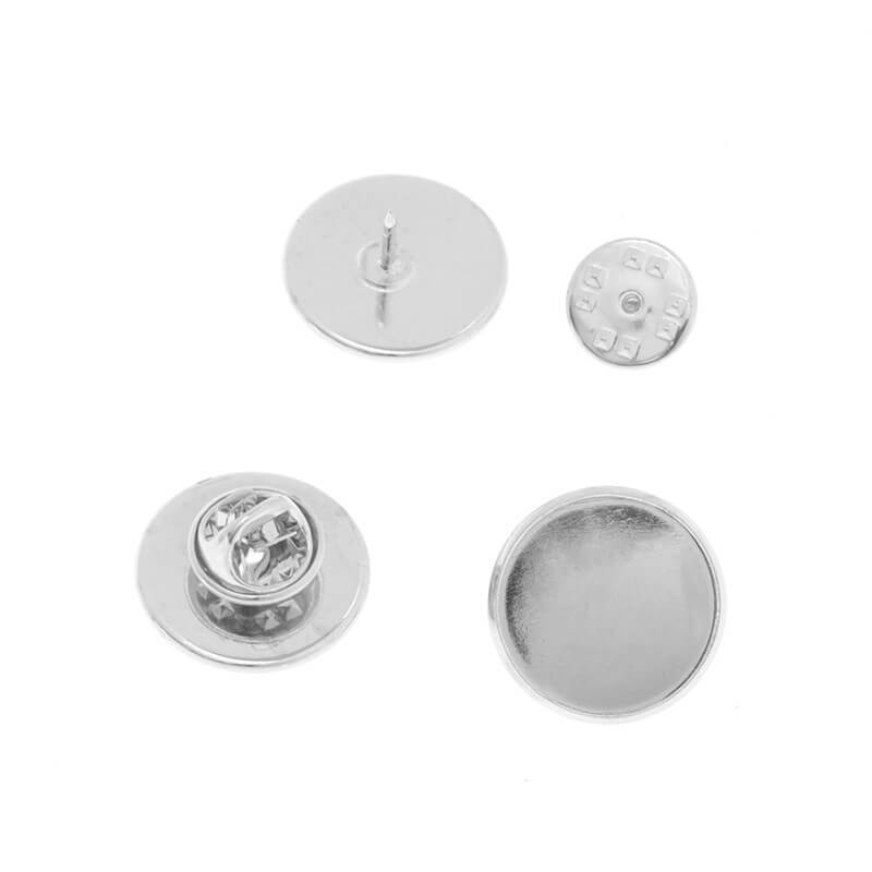 Pin brooch base for cabochon 18mm platinum 1pc OKWP18PL