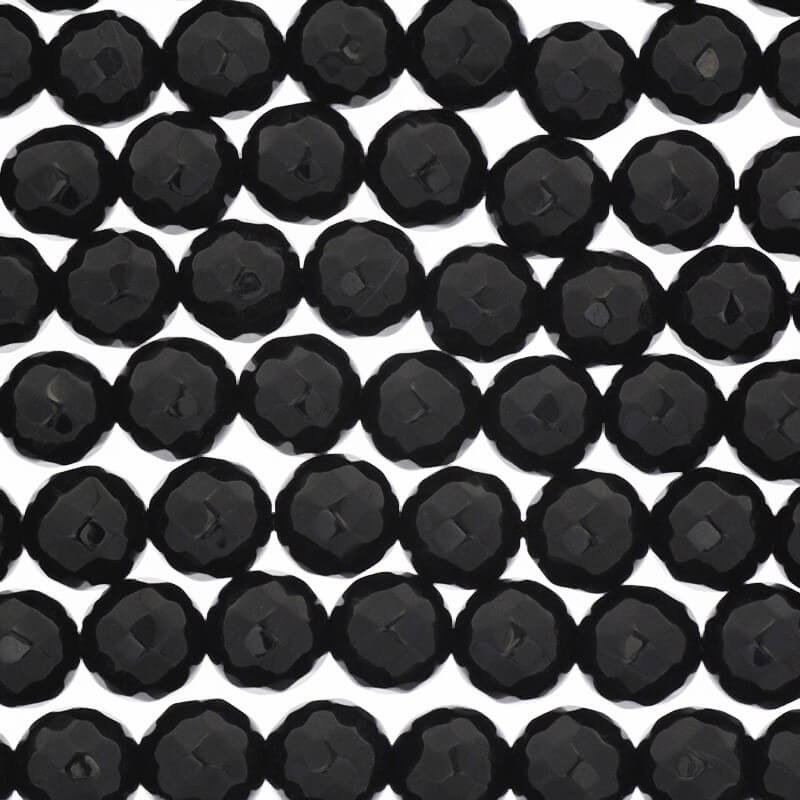 Black agate beads 10mm, faceted string 36pcs KAAGSF10