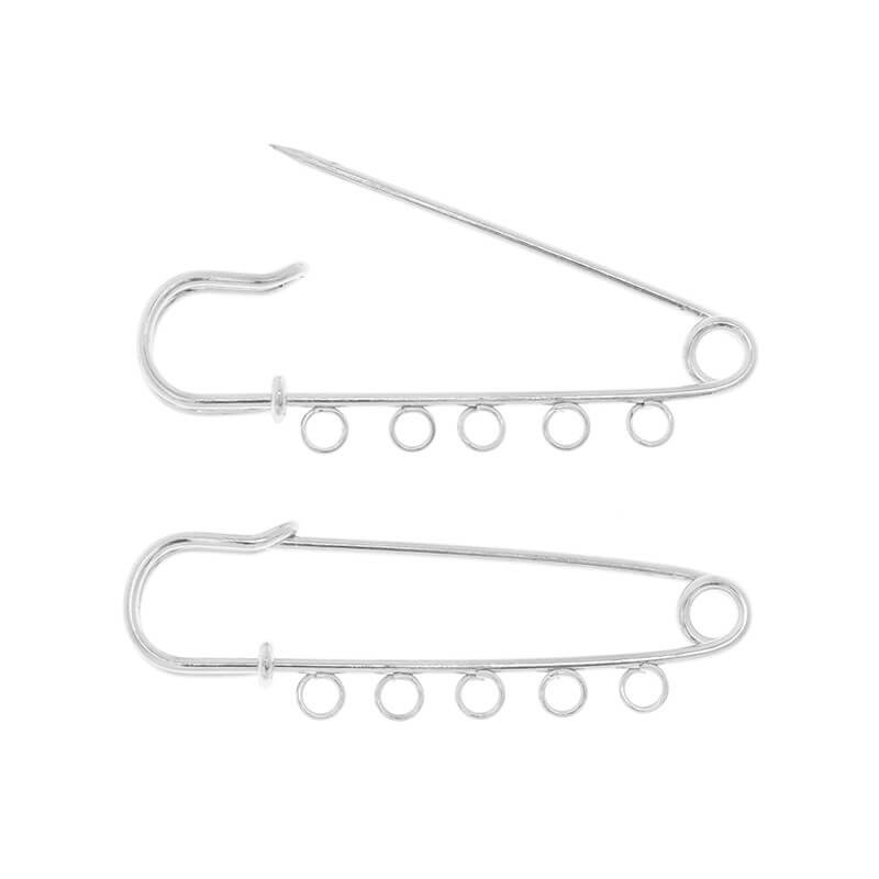 Bases for brooches safety pins 5 platinum eyelets 50x15mm 1pc BBRAGPL01