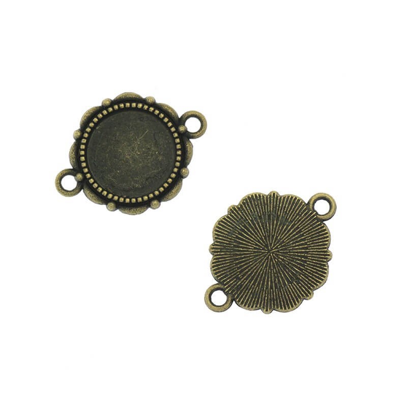 Connectors for cabochon 14mm antique bronze 26x19mm 2pcs OKWI14AB5