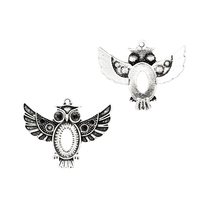 Base for cabochons 10x14mm Owls antique silver 36x28mm 1pc OKWI1014AS1