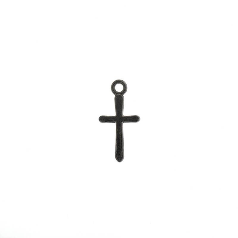 Cross charms 21x10mm anthracite 5pcs AAN019