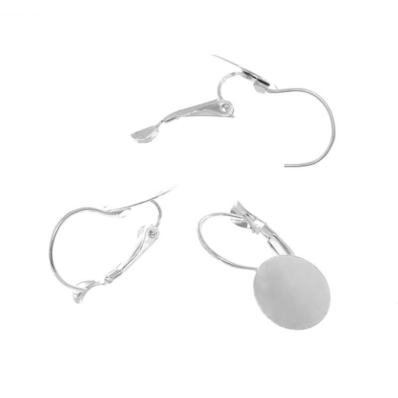 English earwires with a plate 12mm for sticking silver, 2 pairs BIGANGSST