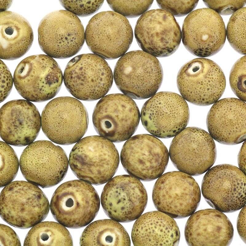 Ceramic Beads 14mm Ball Autumn Olives 1pc CKU14JZJ