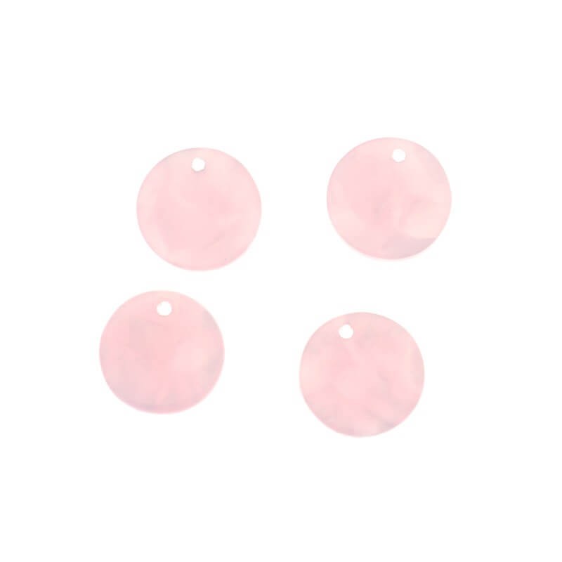 Zawieszki z żywicy monetki 14mm/ Żywica Art Deco / różowa perła / 1szt XZR0511