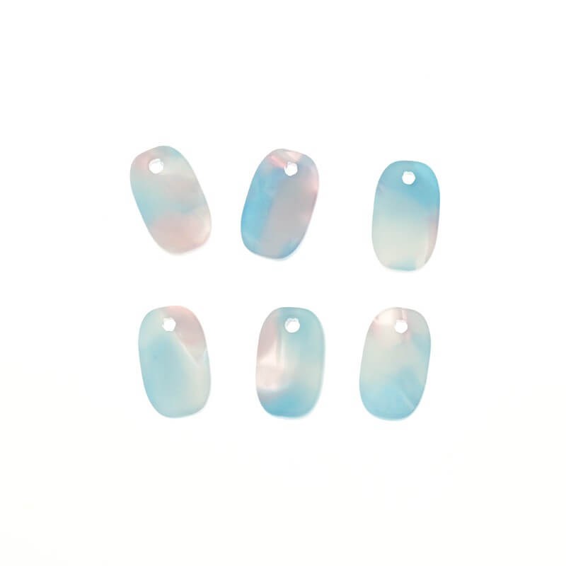 Small oval pendants 12x7mm / Art Deco resin / cotton candy / 1pc XZR0605