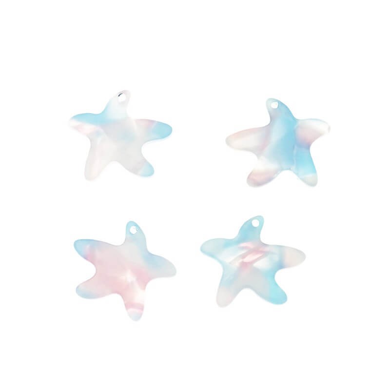 Starfish pendants 16x15mm / Art Deco resin / cotton candy / 1pc XZR0604