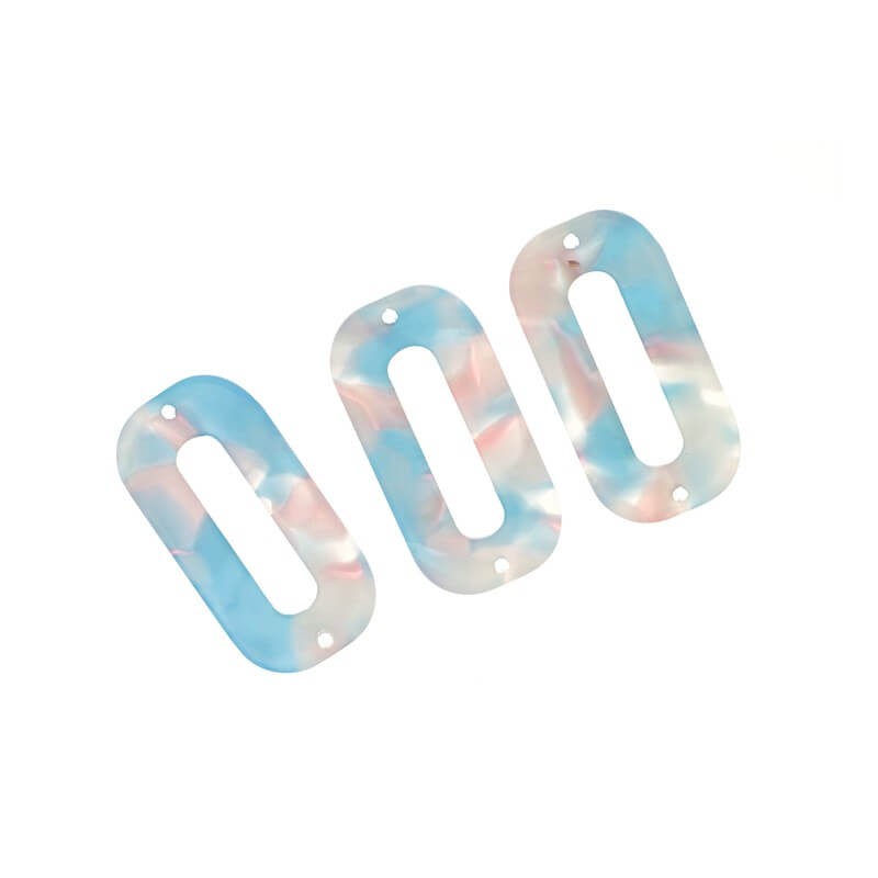 Hanger / connector larger "O" 30x16mm / Art Deco resin / cotton candy / 1pc XZR0602