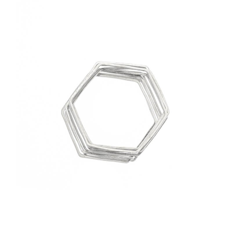 Jewelry connectors Geometric hexagon 22x24mm platinum 6pcs AAT385