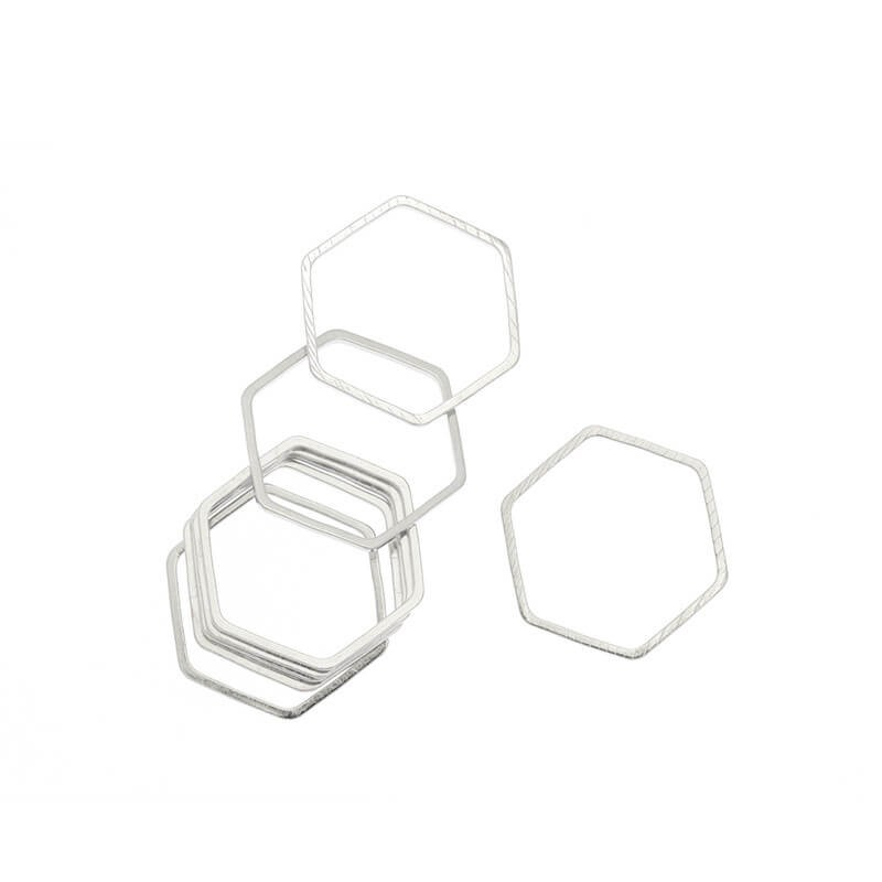 Łączniki do biżuterii Geometric heksagon 20x22mm platynowe 6szt AAT391