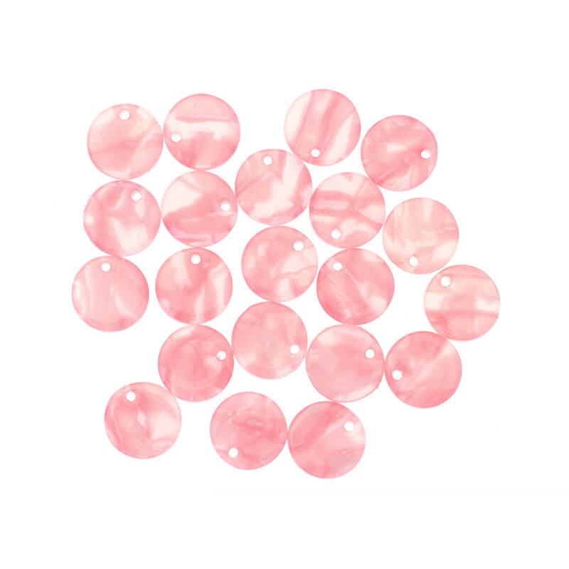 10mm resin coin pendants / Art Deco resin / pearl pink / 1pc XZR8415