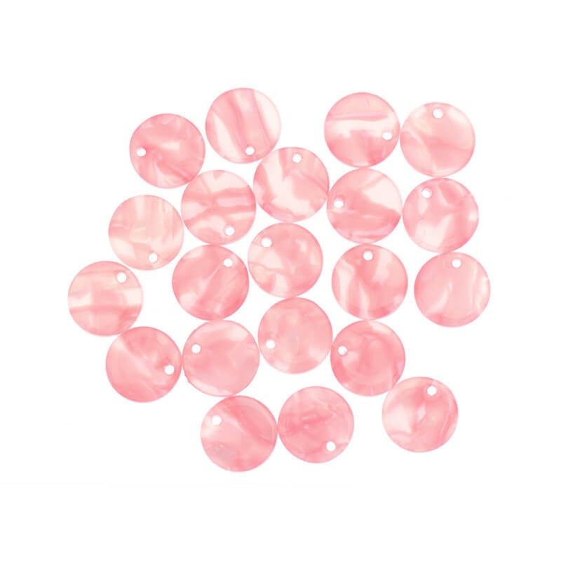 10mm resin coin pendants / Art Deco resin / pearl pink / 1pc XZR8415