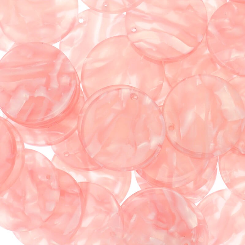 Resin pendants 20mm / Art Deco resin / pearl pink / 1pc XZR8425