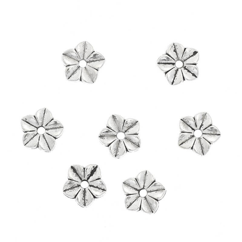 Flat flower dividers, 6 pcs, silver 12x3mm AAT208