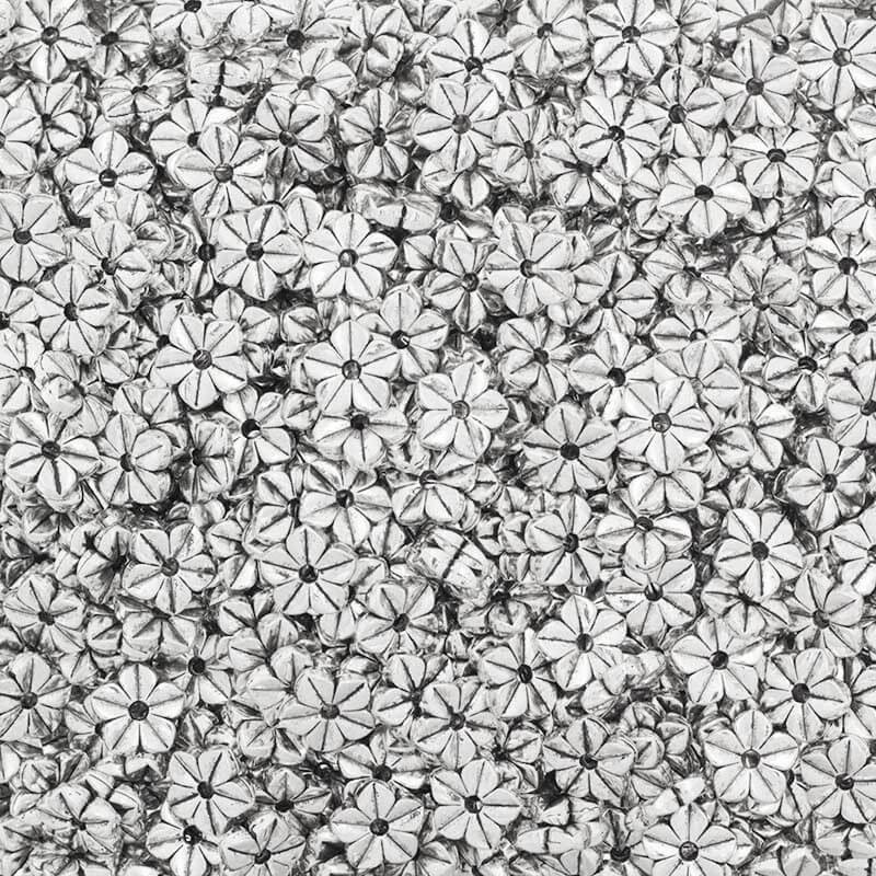 Przekładki płaskie kwiatki 6szt srebrne 12x3mm AAT208