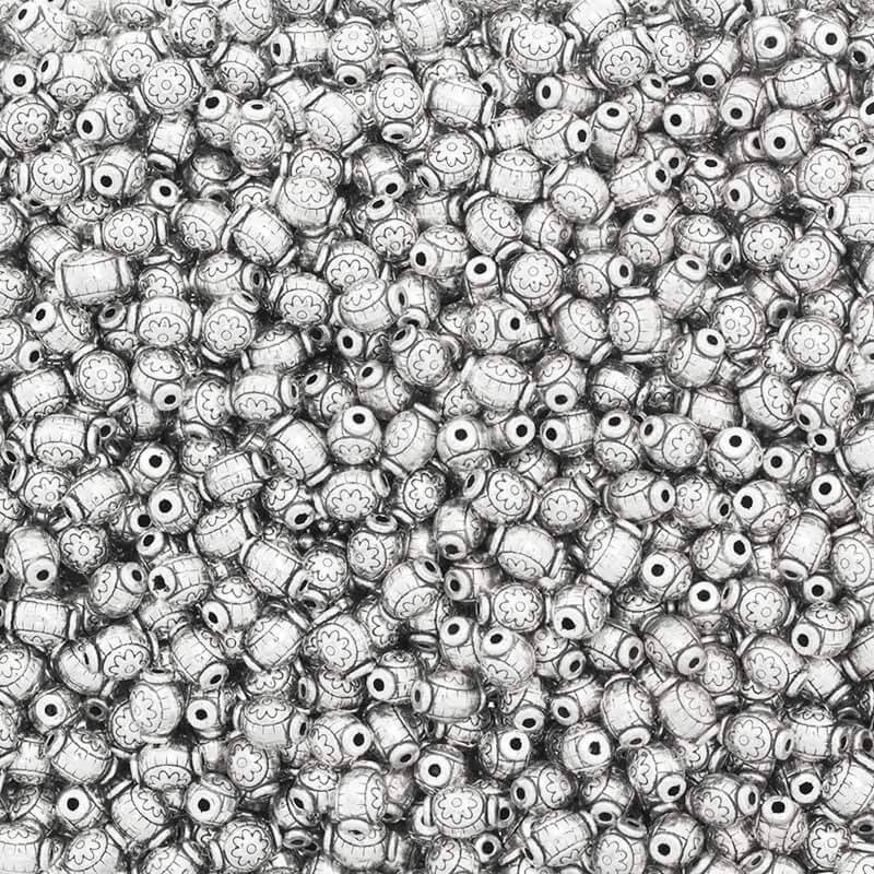 Spacer beads with pattern 8pcs silver 6x9mm AAT199A