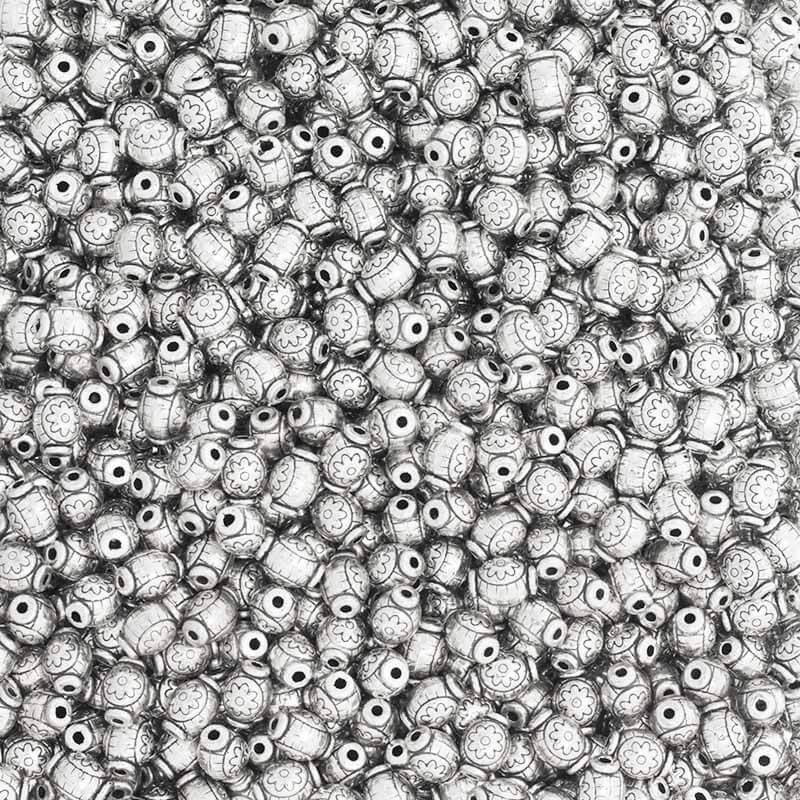Spacer beads with pattern 8pcs silver 6x9mm AAT199A