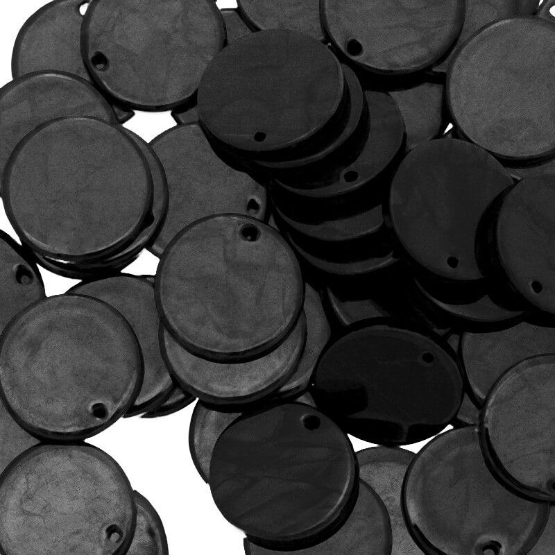 Zawieszki monetki 17mm / Żywica Art Deco / czarne/ 1szt XZR0007
