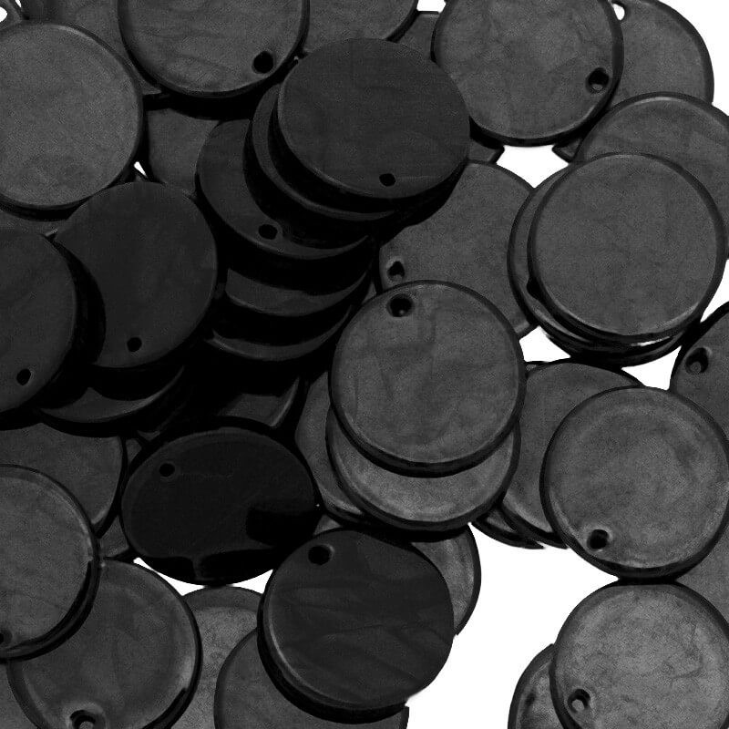 Coin charms 17mm / Art Deco resin / black / 1pcs XZR0007