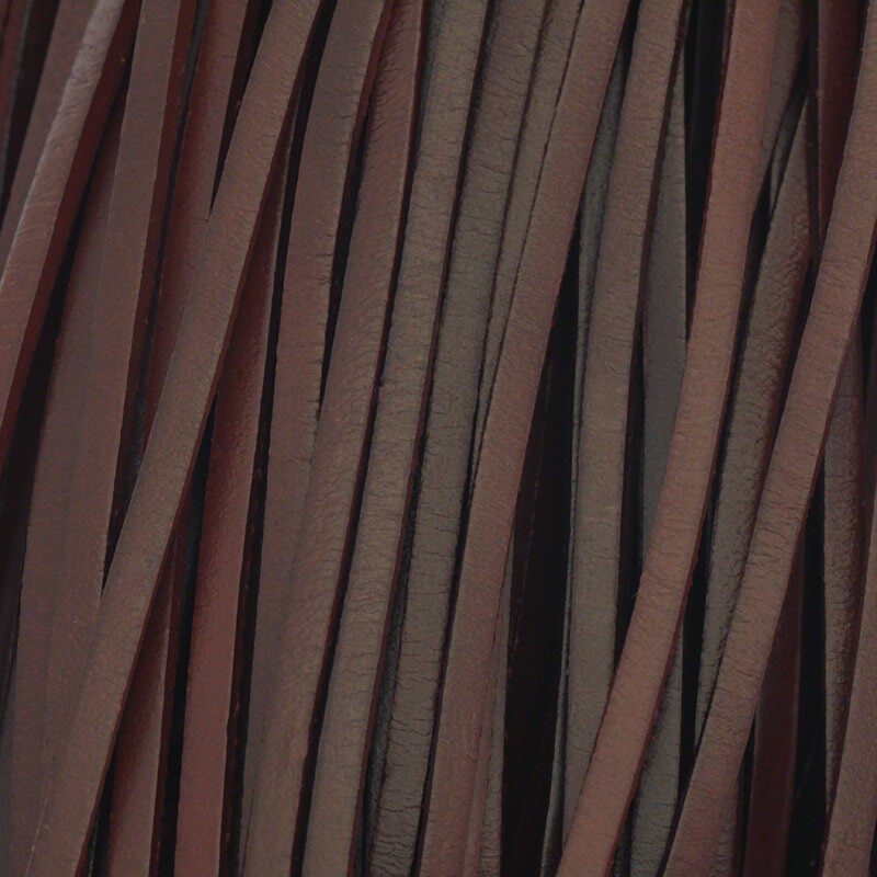 Rzemień płaski skórzany 2x3mm czerwony brąz ze szpuli 1m RZIN07