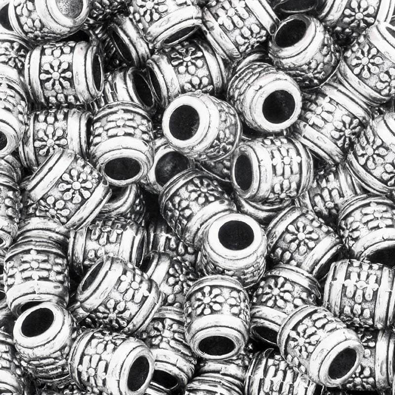 Modular beads / spacers in flowers antique silver 9x8mm 4pcs AAT187