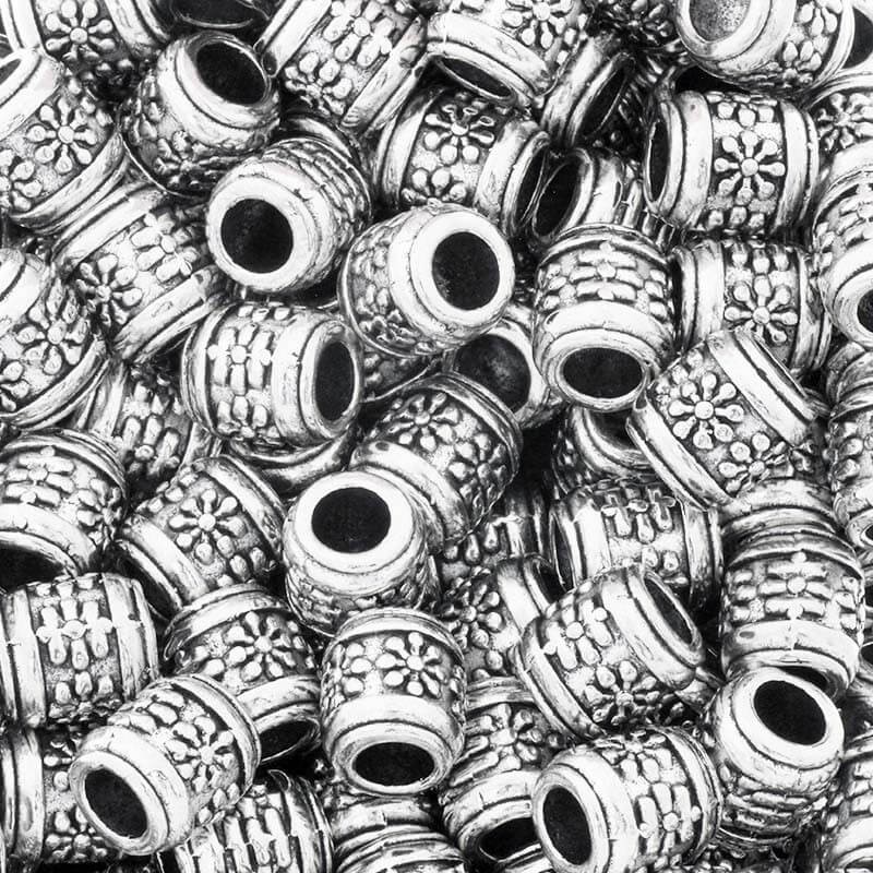 Modular beads / spacers in flowers antique silver 9x8mm 4pcs AAT187