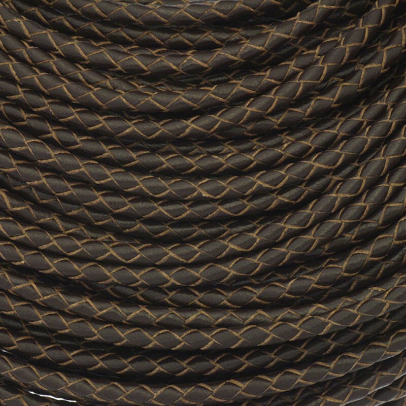 Rzemień skórzany pleciony 3mm brązowy ze szpuli 50cm RZIN3005