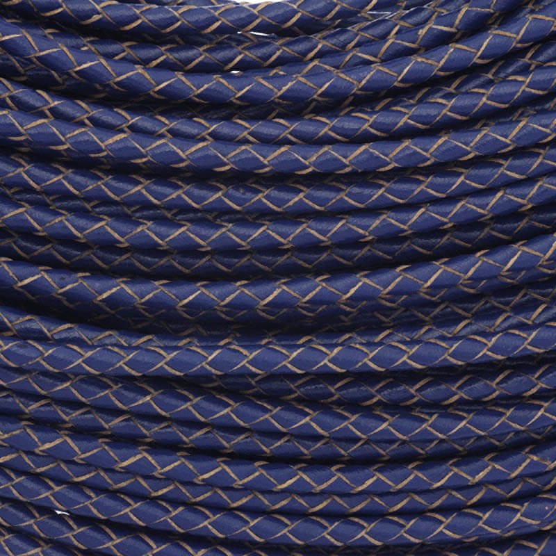 3mm cobalt braided leather strap on a 50cm spool RZIN3008