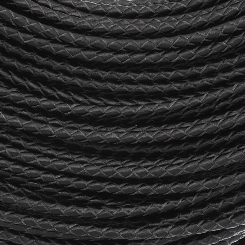 3mm black braided leather strap on a 50cm spool RZIN3004