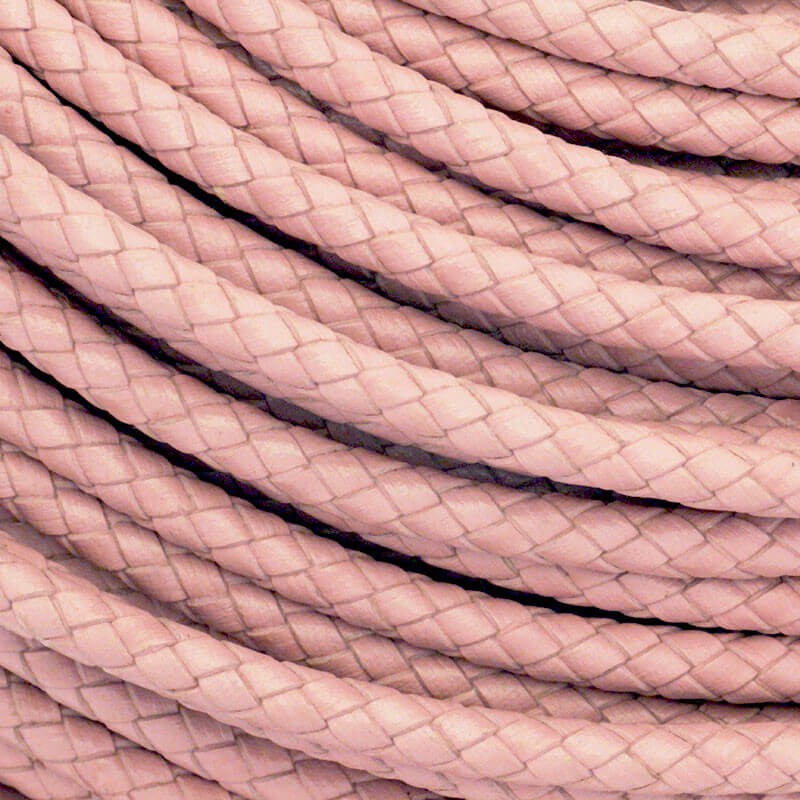 Braided leather strap 5mm pink on a spool 50cm RZIN0504