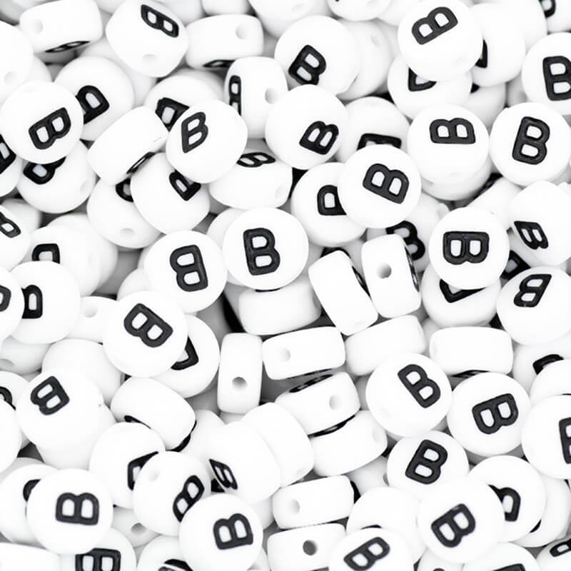Letter beads / Letter B / acrylic coins 7mm 30pcs. XWLB