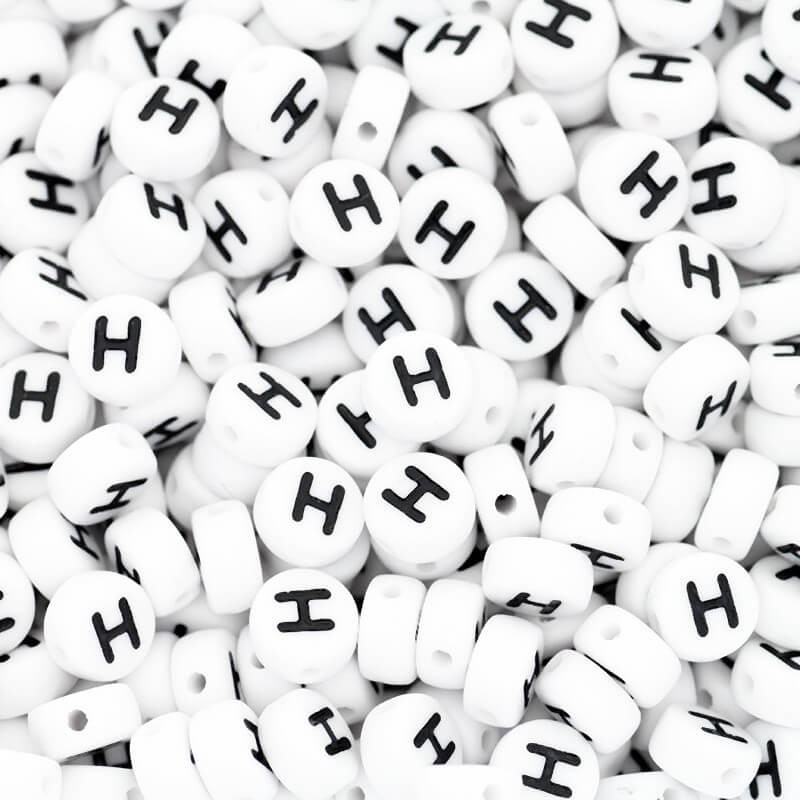 Letter beads / Letter H / acrylic coins 7mm 30pcs. XWLH