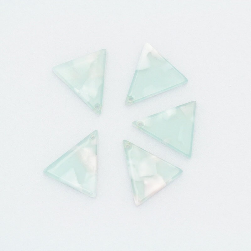 Triangles pendants 15x16mm / Art Deco resin / mint with pink / 1pc XZR0804