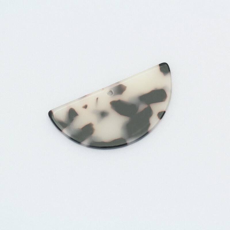 Semicircle pendants 37x18mm / Art Deco resin / latte with chocolate / 1 piece XZR0902