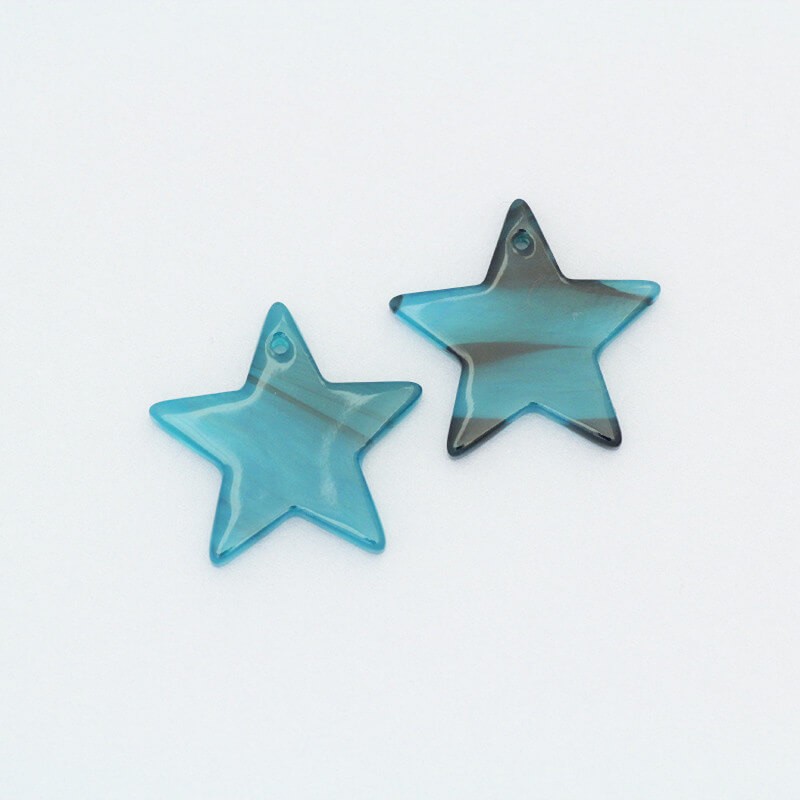 Star pendants 20mm / Art Deco resin / turquoise logs / 1pc XZR1102