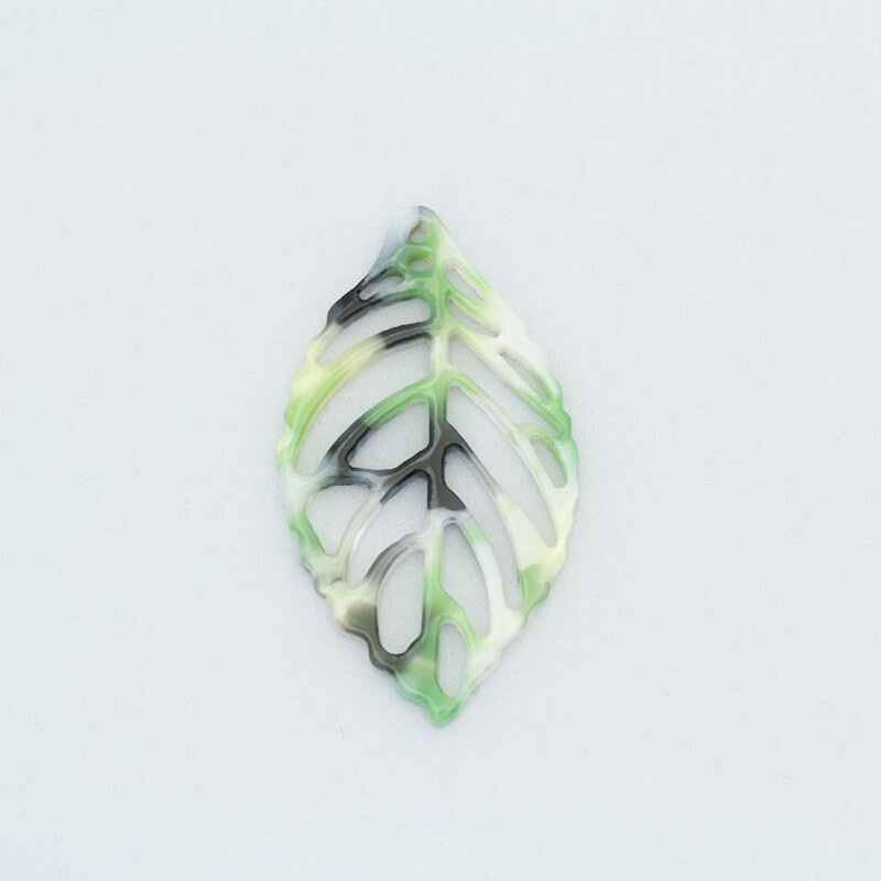 Leaf pendant 38x22mm / Art Deco resin / greenery / 1 piece XZR7601