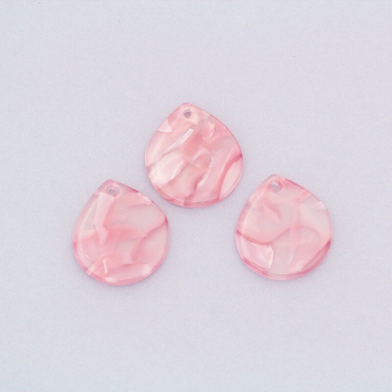 Teardrop charms 18x16mm / Art Deco resin / pearl pink / 1pc XZR8402