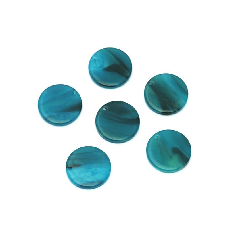 Coin pendants 17mm / Art Deco resin / turquoise balls / 1pc XZR1108