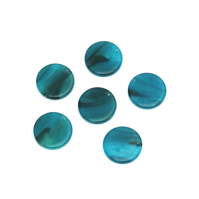 Coin pendants 17mm / Art Deco resin / turquoise balls / 1pc XZR1108