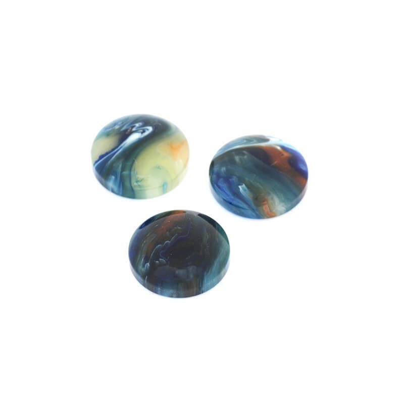 Resin cabochons 14mm / Agateline / blue agate 4pcs KBAD1403