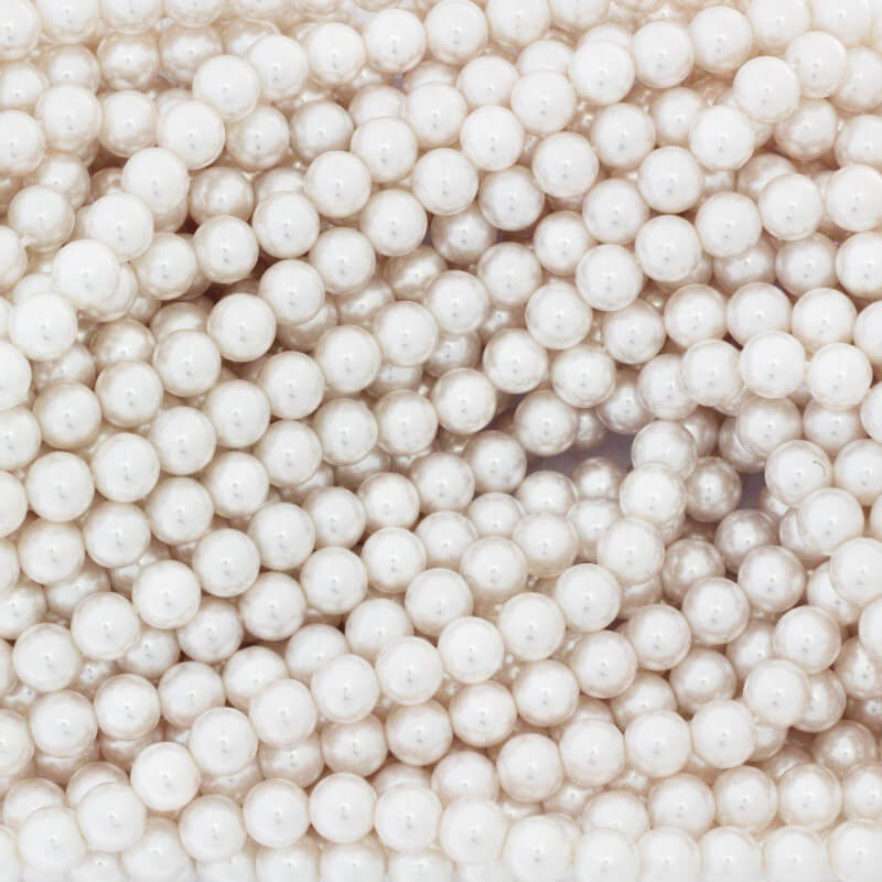 Acrylic glass beads 8mm pearl white 50pcs / rope XYAPKS0806