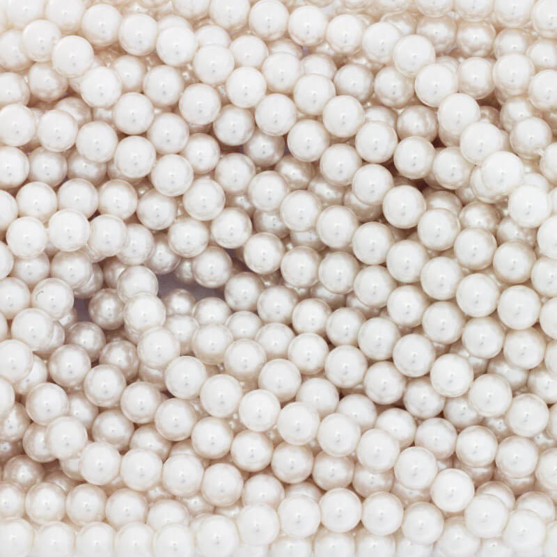 Acrylic glass beads 8mm pearl white 50pcs / rope XYAPKS0806