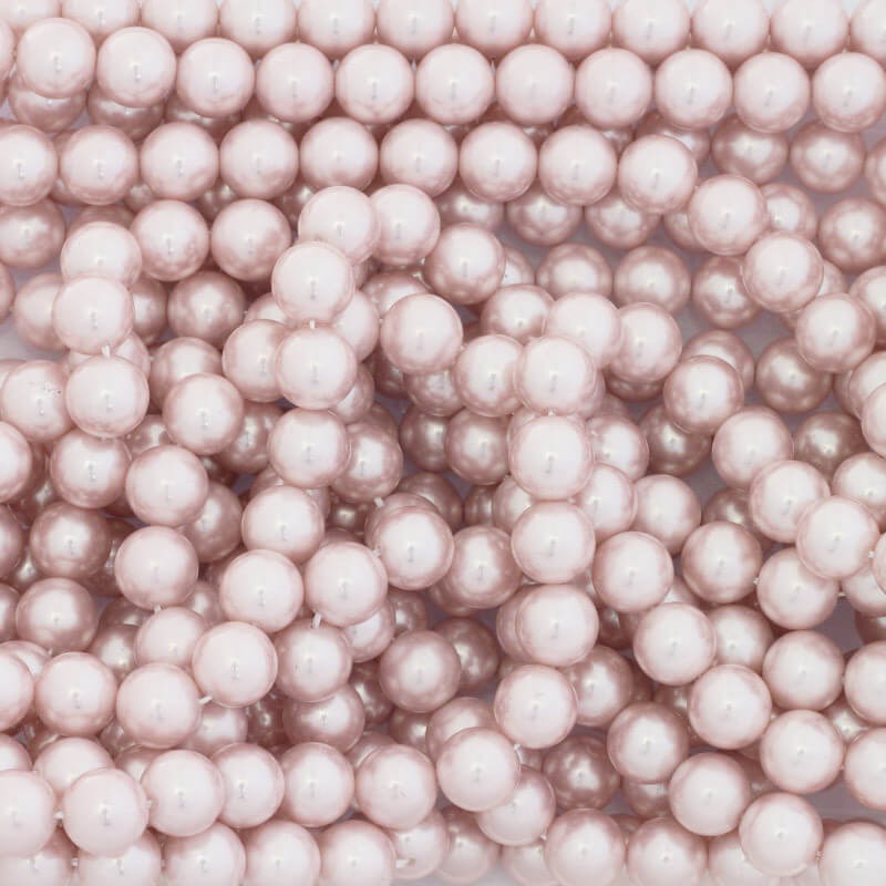 Koraliki szkło akrylowe kulki 10mm różowa pudrowa perła 40szt /sznur XYAPKS1016