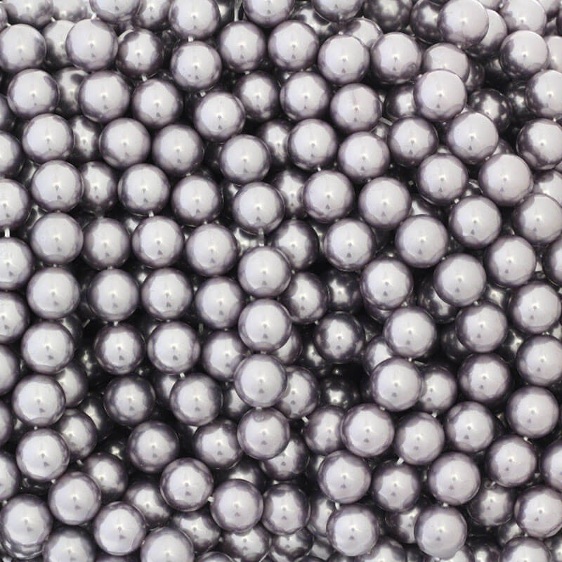 Acrylic glass beads 10mm pearl gray 40pcs / rope XYAPKS1014