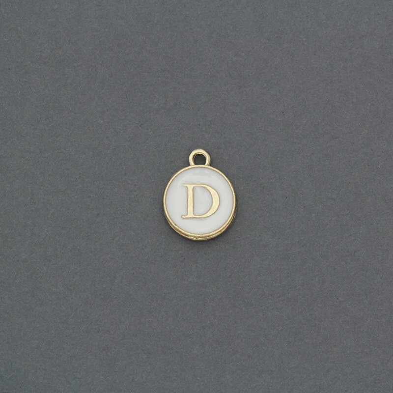 Enamel coin pendants with the letter "D" nice gold 11x14mm 1pc AKG464D