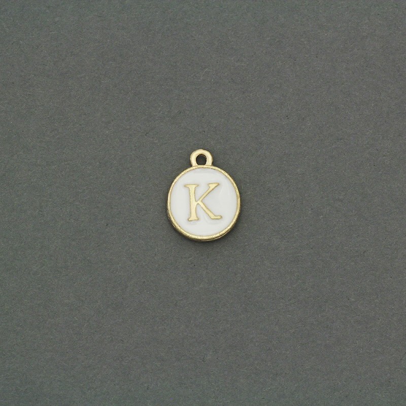 Enamel coin pendants with the letter "K" nice gold 11x14mm 1pc AKG464K