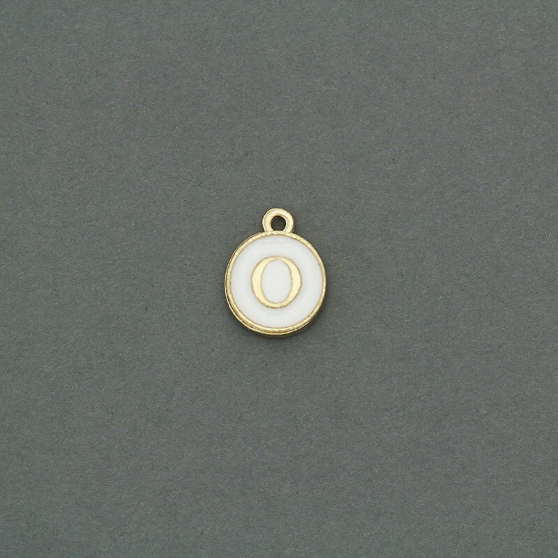 Enamel coin pendants with the letter "O" nice gold 11x14mm 1pc AKG464O