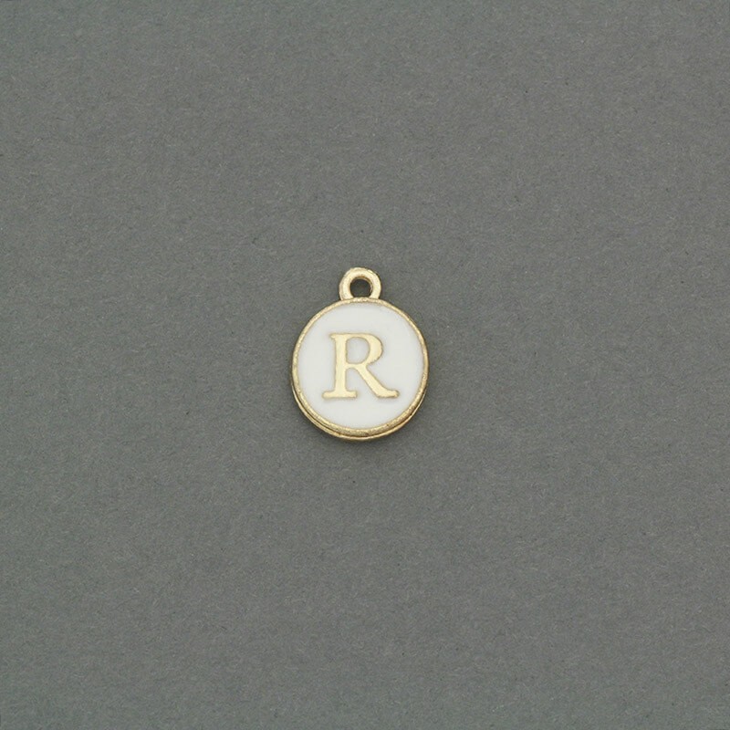 Enameled coin pendants with the letter "R" nice gold 11x14mm 1pc AKG464R