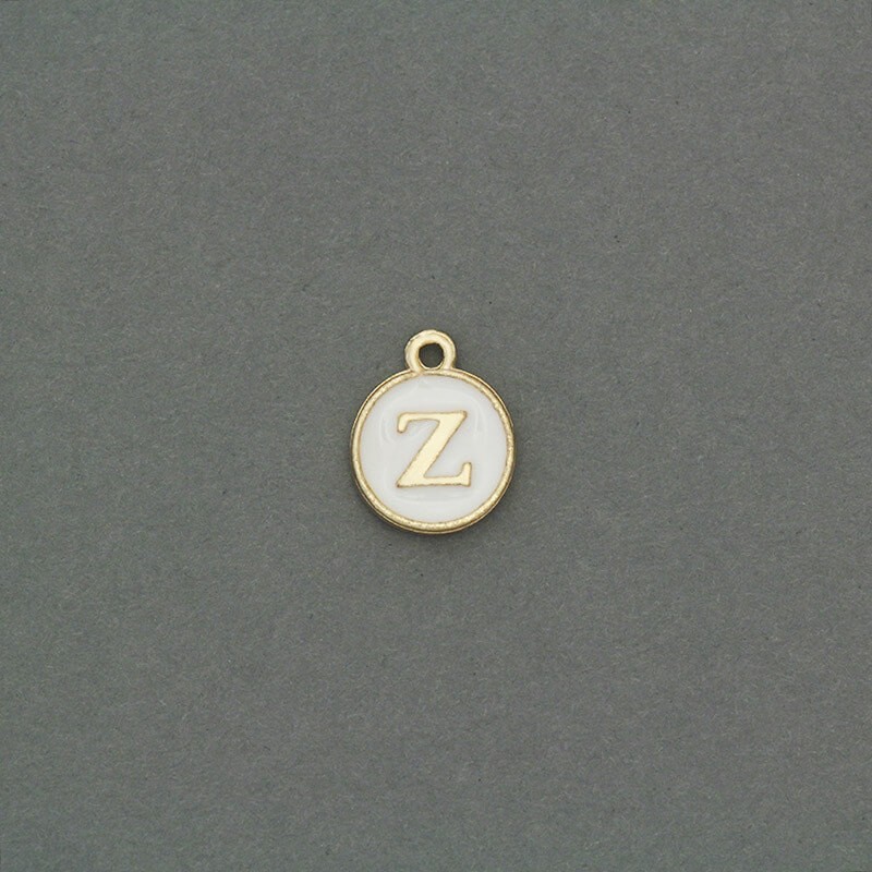Zawieszki emaliowane monetka z literką "Z" ładne złoto 11x14mm 1szt AKG464Z