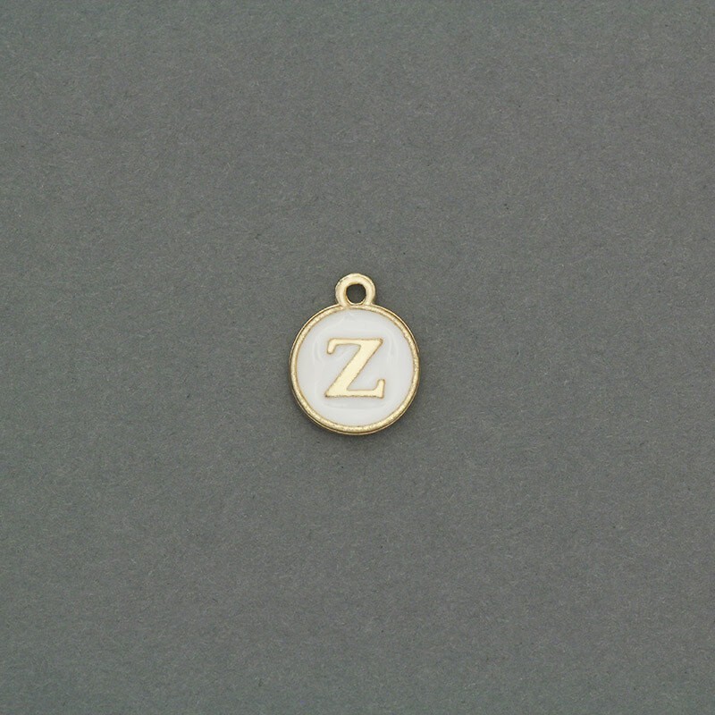 Zawieszki emaliowane monetka z literką "Z" ładne złoto 11x14mm 1szt AKG464Z